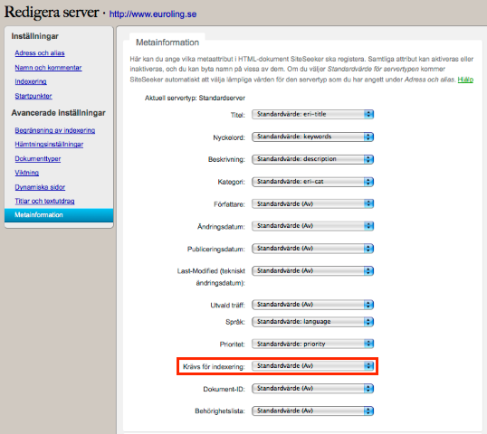 Krävs för indexering